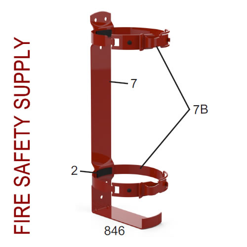 Amerex 821S 5 & 5.5 lb. Aviation Double Strap Bracket Red