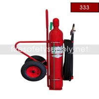 Amerex 333 Wheeled Fire Extinguisher, 20B:C, Carbon Dioxide, 50 lb