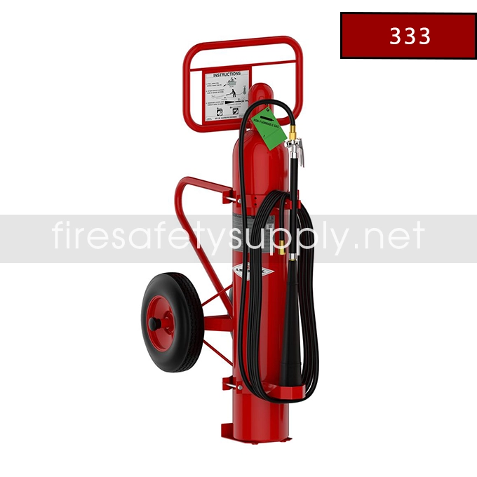 Amerex 333 Wheeled Fire Extinguisher, 20B:C, Carbon Dioxide, 50 lb.
