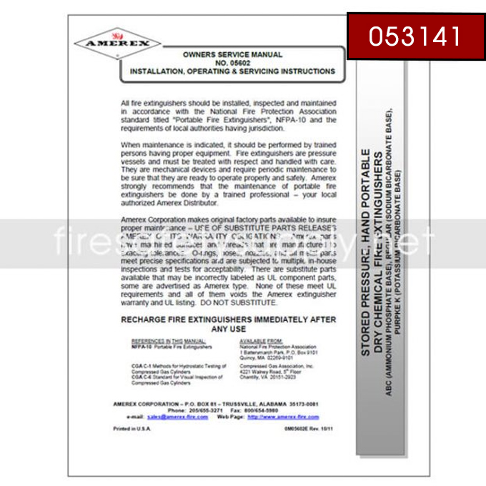 Ansul 053141 Wheeled Extinguisher Regulator Test Manual