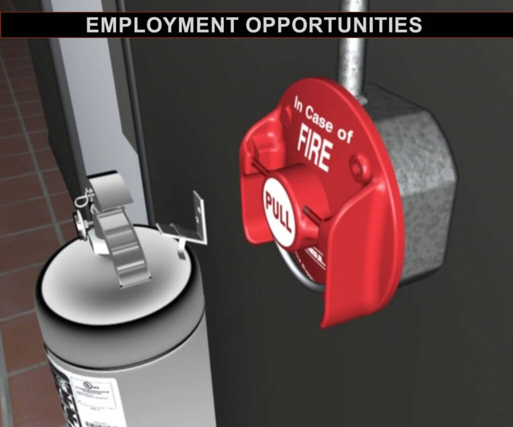 graphic of fire extinguisher with caption employment opportunities