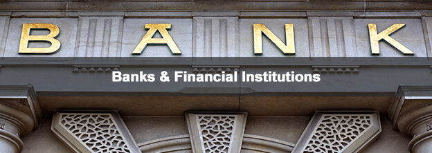 bank outdoor sign with caption Banks & Financial Institutions