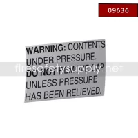 Amerex 09636 Label Warning 250 Hpr